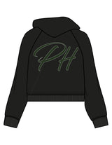 The Womens Crop Hoodie - Black - Powerhaus Lagree - Center Chest & Back Outline - Printed - Full Color