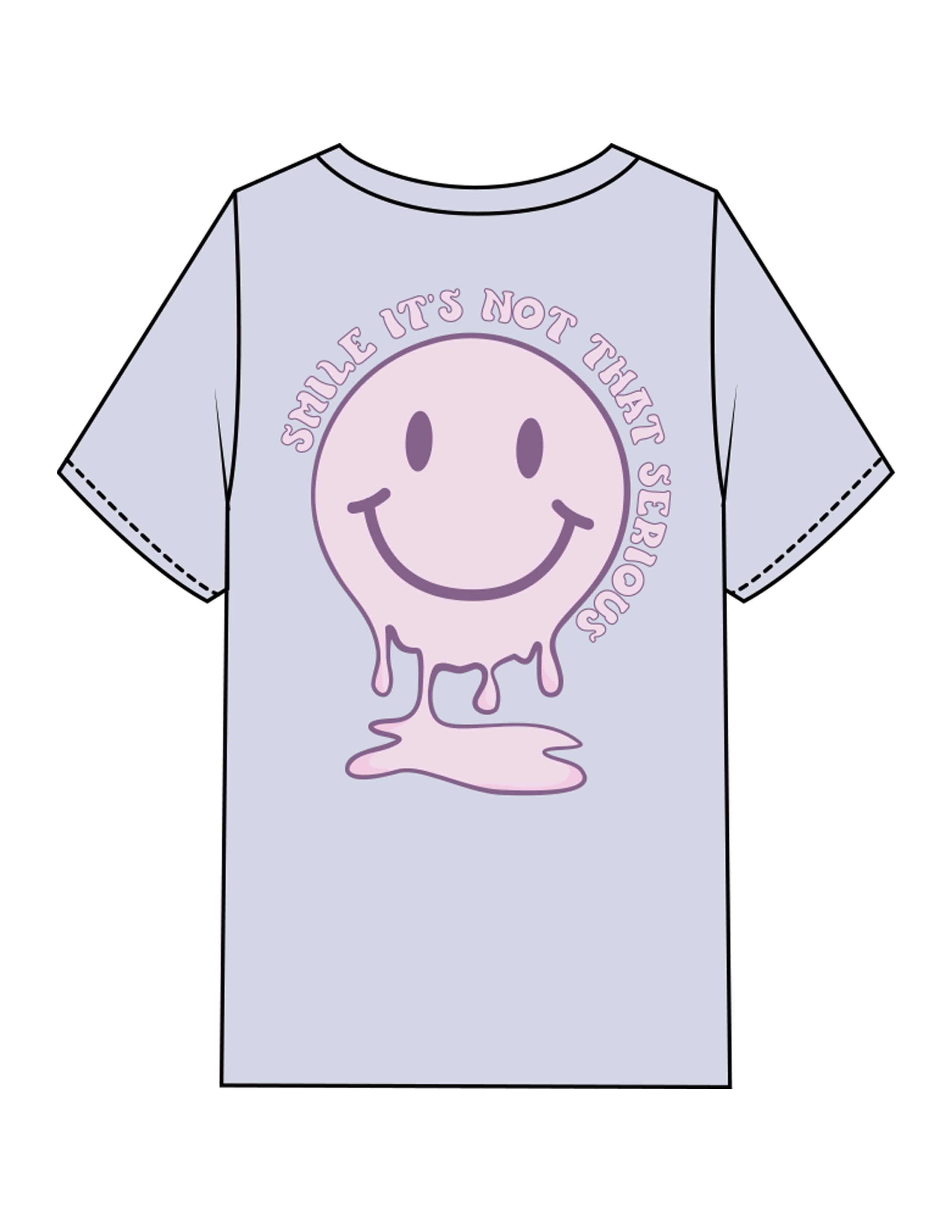 The Mens Heavyweight Tee -  Washed Powder - Try Smile Collective - Left Chest & Back Smiley - Printed - Full Color