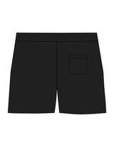 The Womens Sweat Shorts - Black - Ember Riot - Left Leg - Printed - Off White