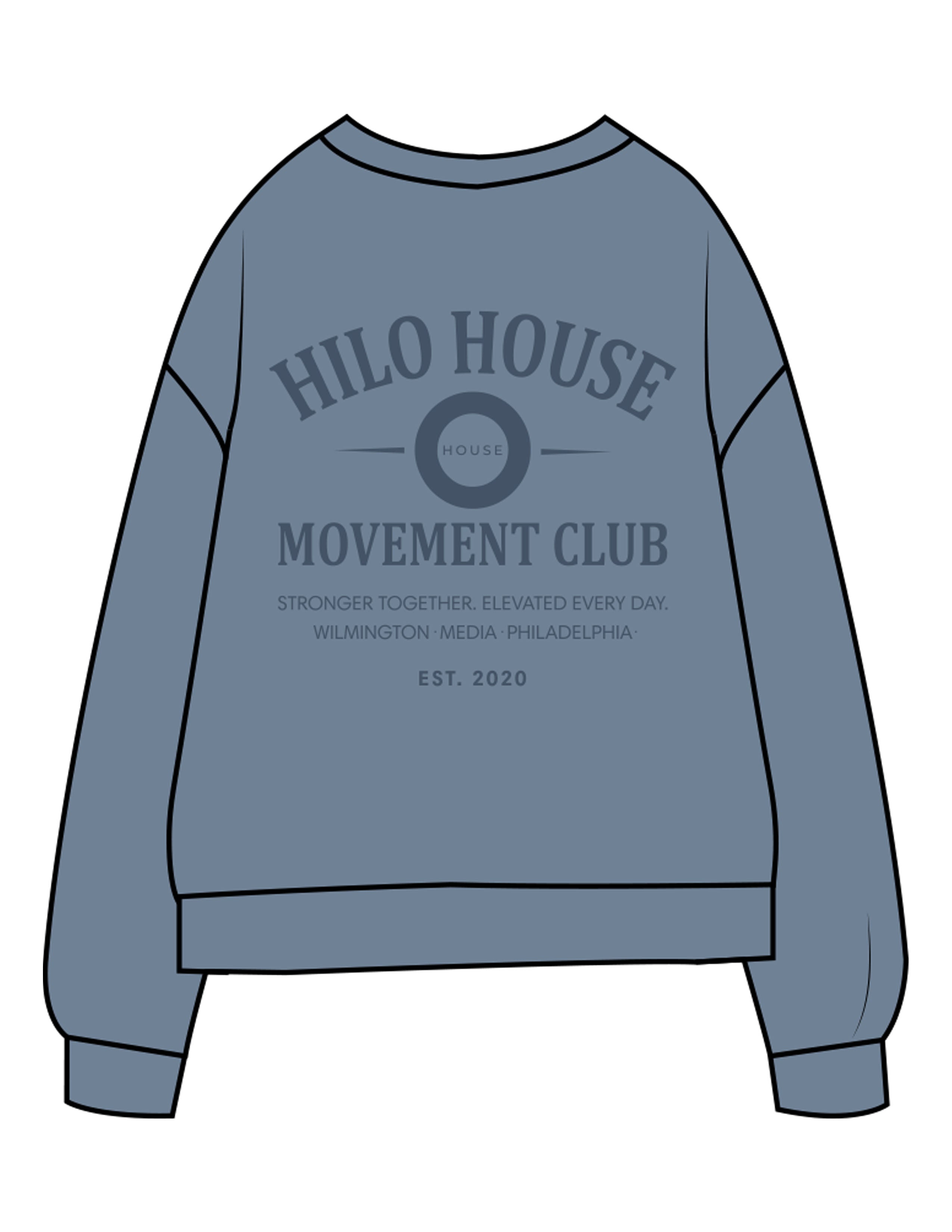 The Midweight Unisex Crewneck - Washed Slate - HiLo - Center Chest & Back Stacked - Printed - Tone on Tone
