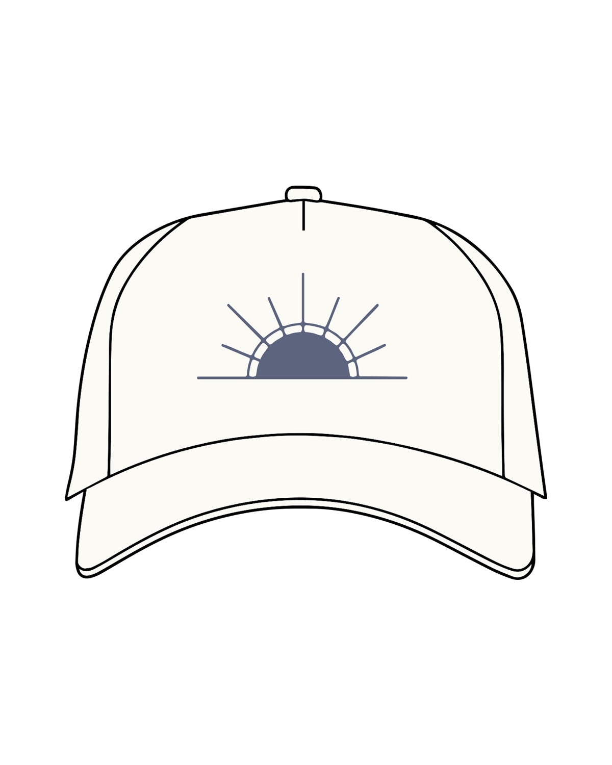 The Foam Trucker - Off White - Rise Lagree - Center Crown "Sun" - Printed - Puff - Slate Blue