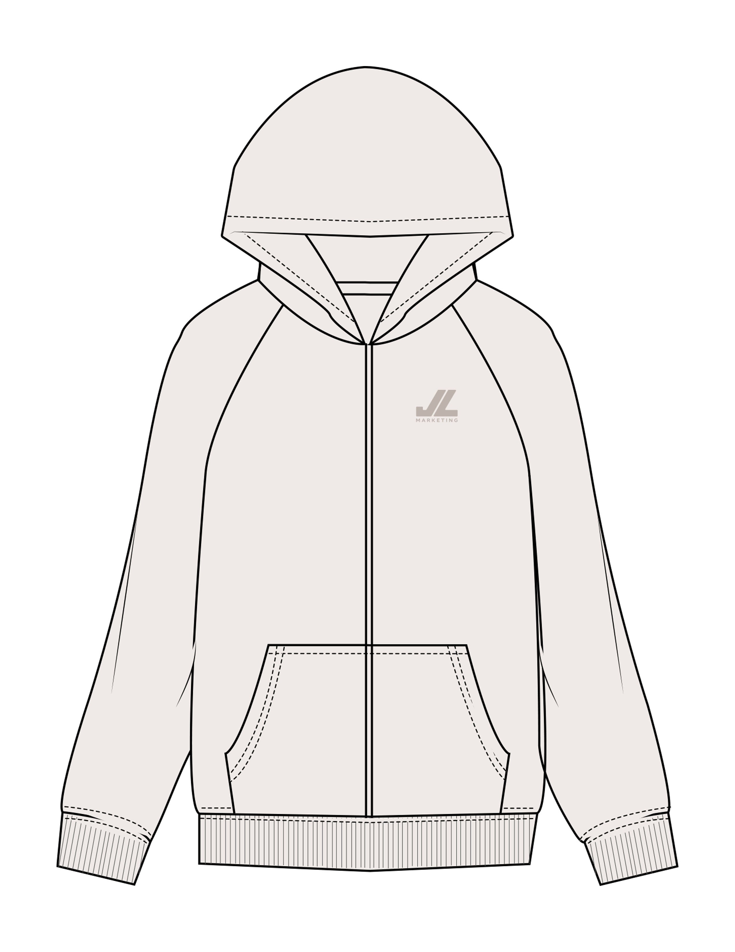 The Mens Heavyweight Zip Hoodie - Bone - JL Marketing - Left Chest - Printed - Dark Bone
