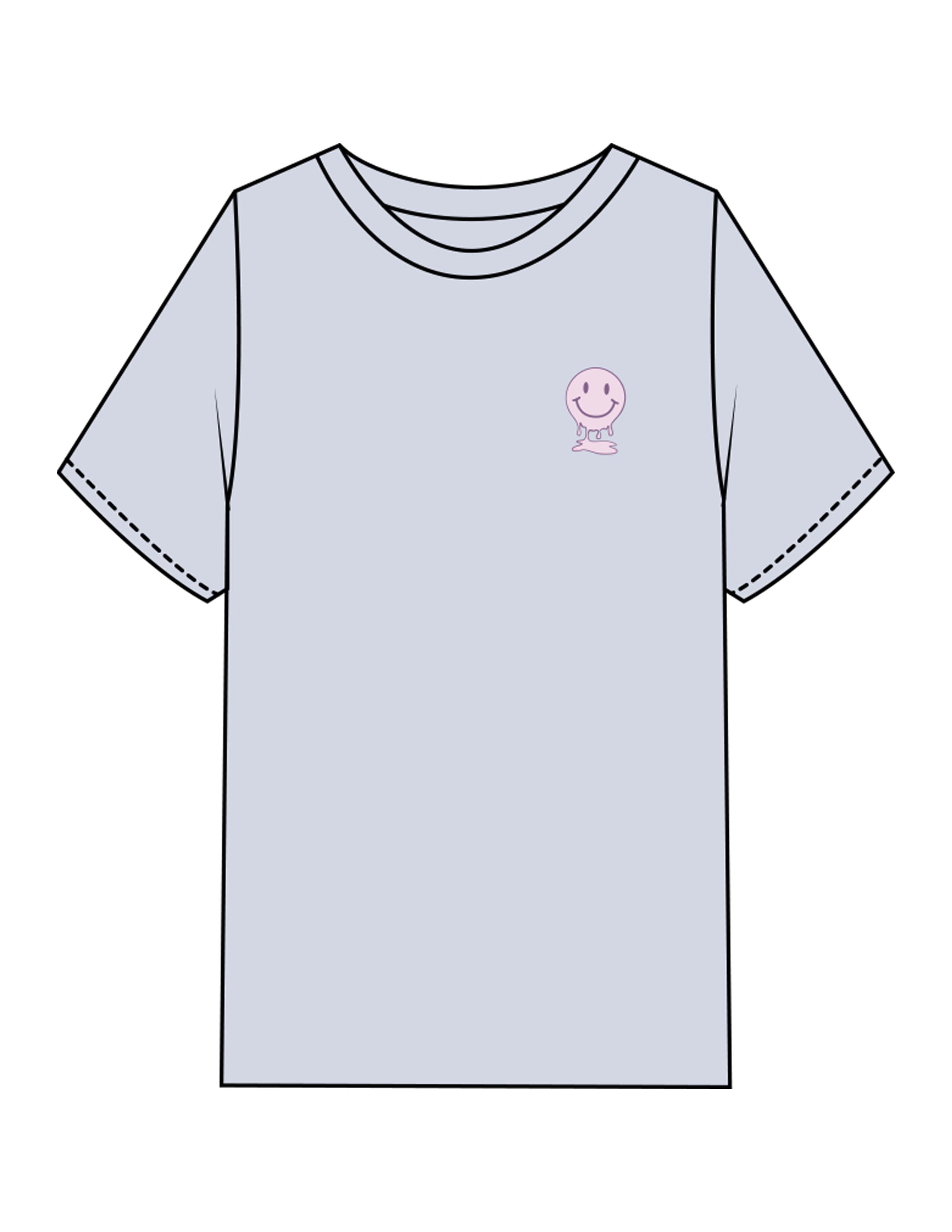 The Mens Heavyweight Tee -  Washed Powder - Try Smile Collective - Left Chest & Back Smiley - Printed - Full Color