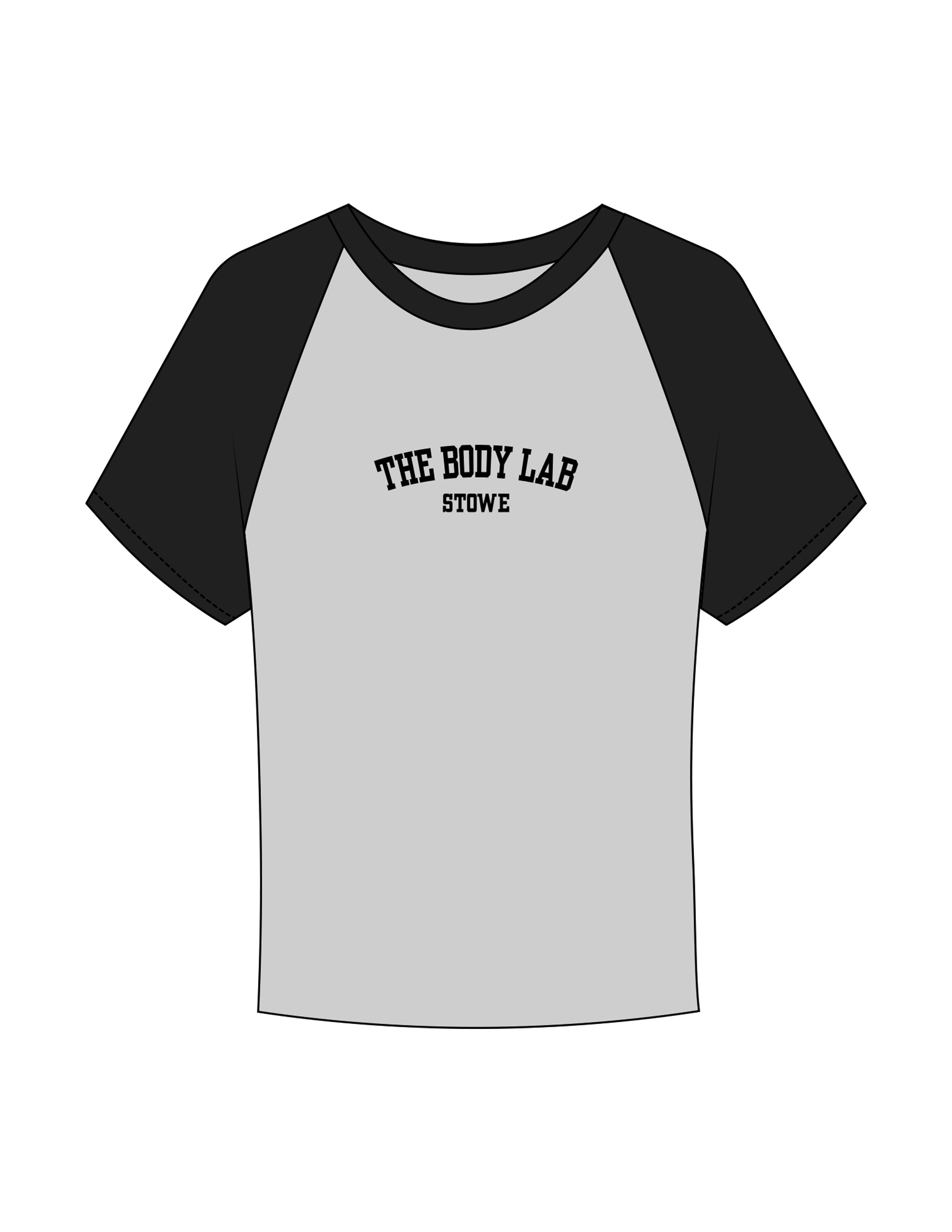 The Micro Rib Baby Tee - Heather / Black - Body Lab - Center Chest Stacked "STOWE" - Printed - Black