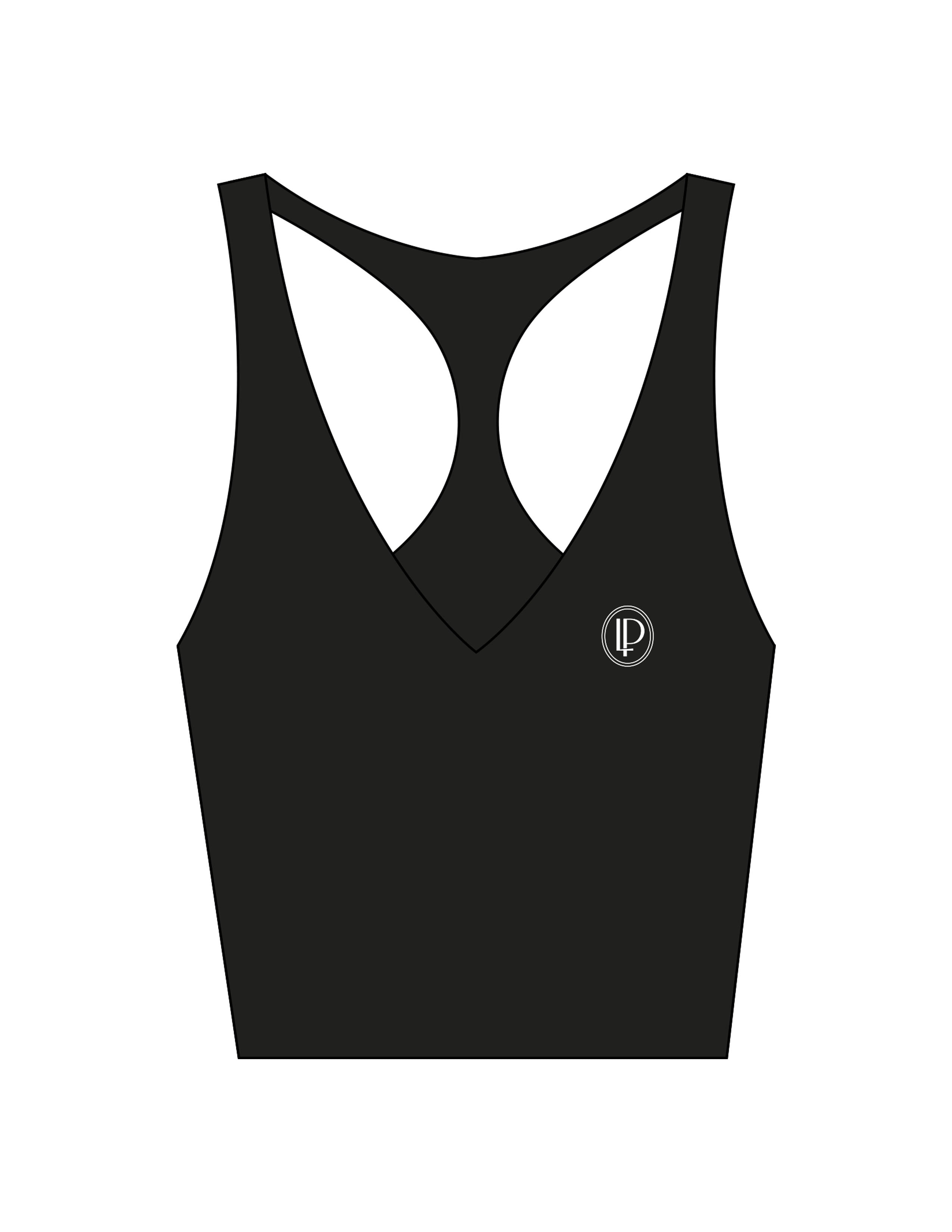 The Racer Tank - Black - Lucky Penny - Left Chest - Printed - White