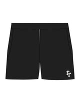 The Womens Sweat Shorts - Black - Ember Riot - Left Leg - Printed - Off White