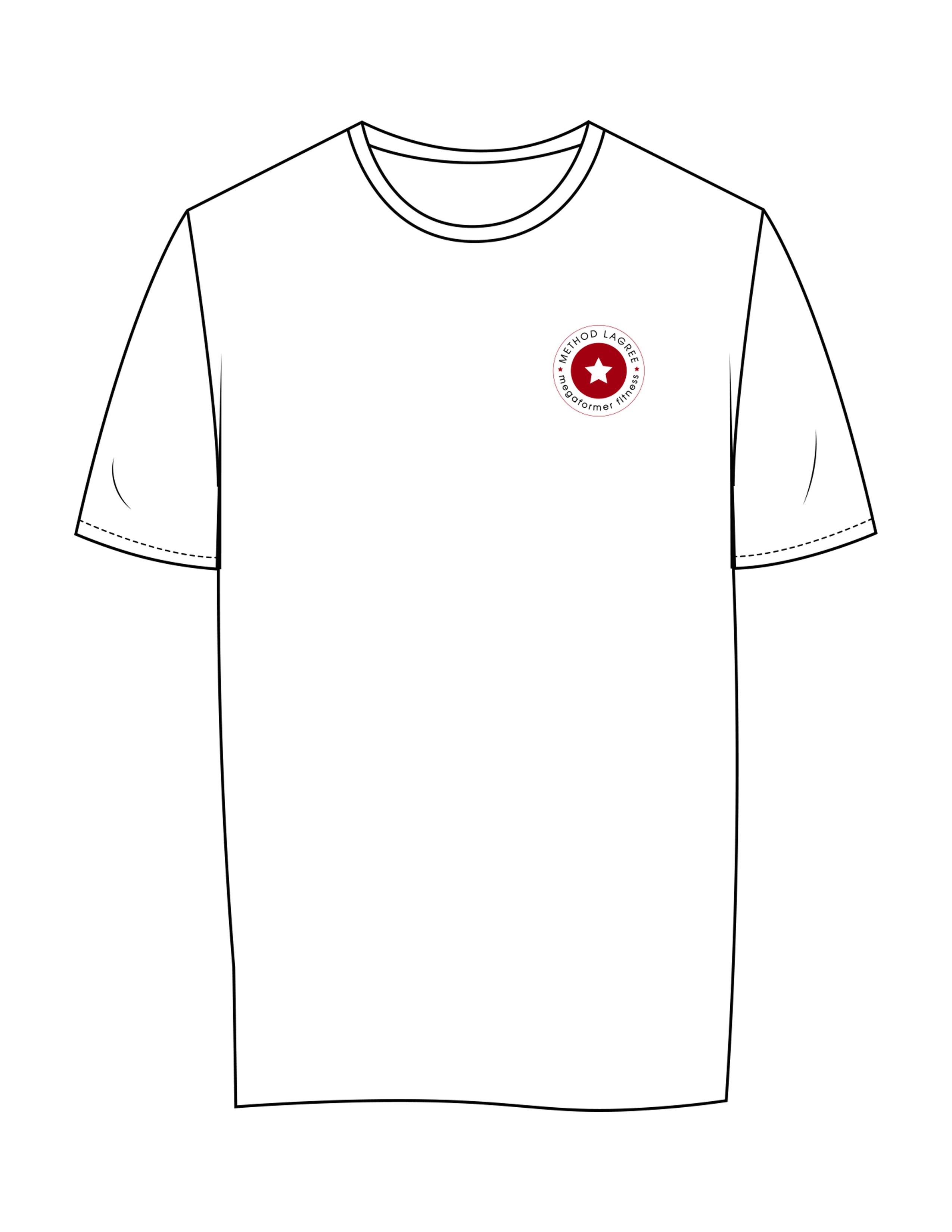 The Womens Tee - White - Method Lagree - Left Chest- NO BG - & Center Back - Printed - Full Color