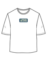 The Oversized Crop Tee - White - NSpiers - Center Chest Stacked Bordered & Back Neckline - Printed - Full Color