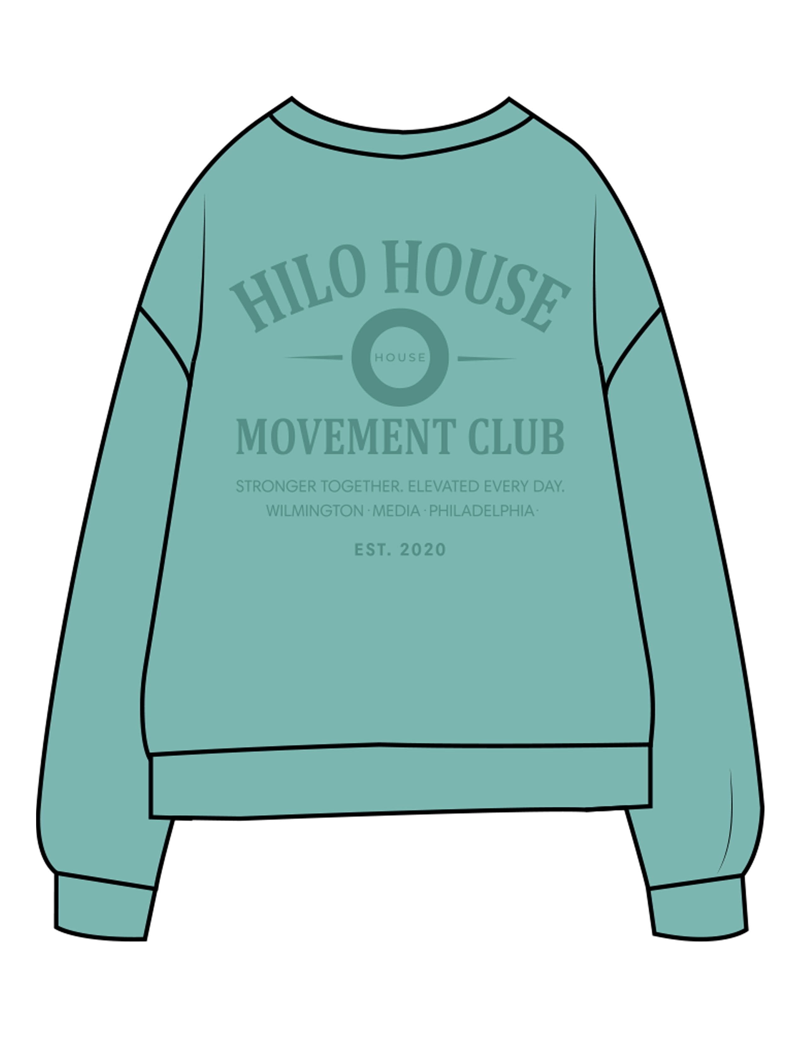 The Midweight Unisex Crewneck - Washed Mint - HiLo - Center Chest & Back Stacked - Printed - Tone on Tone