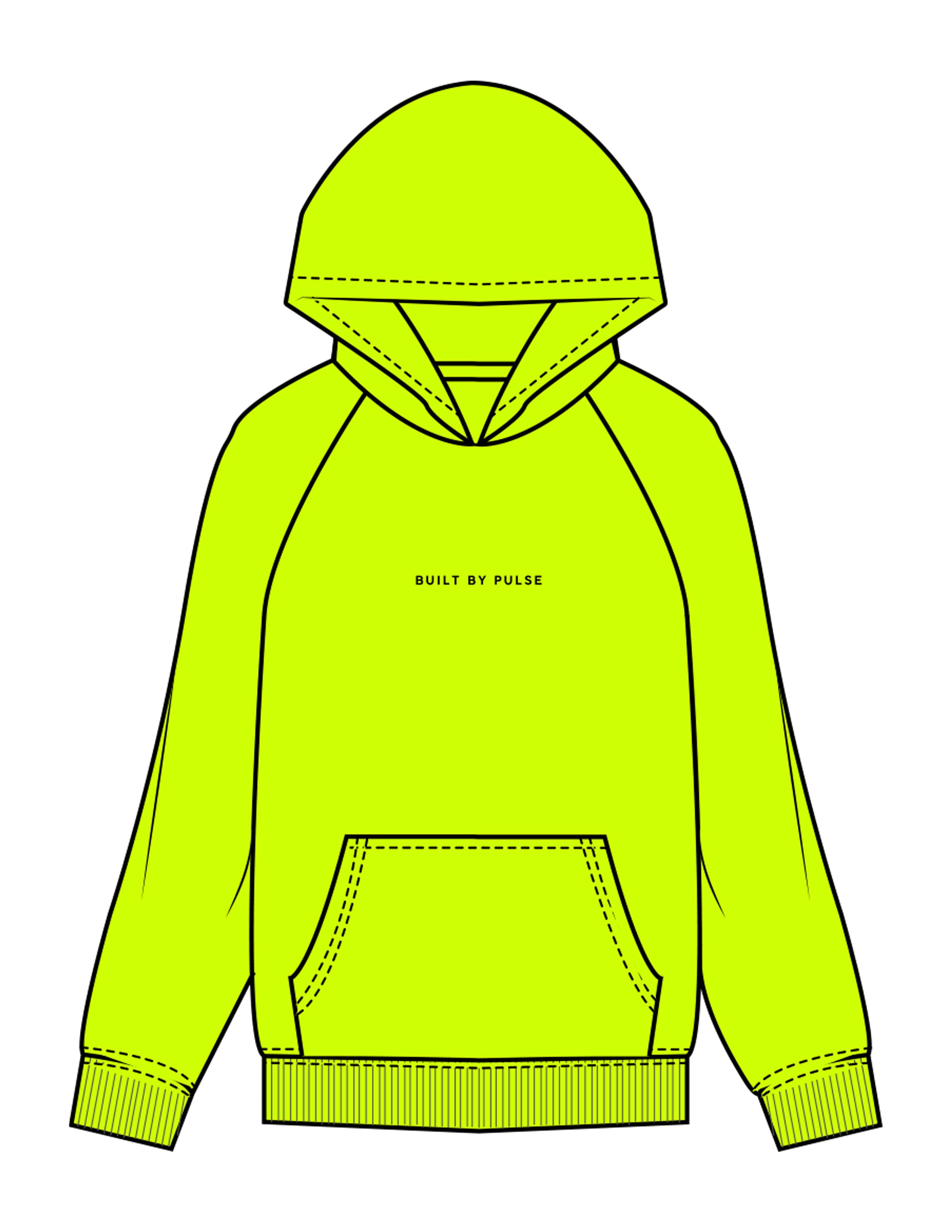 The Mens Hoodie - Neon Yellow - Pulse 712 - Center Chest & Back Stacked "ROCK VALLEY" - Printed - Black