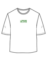 The Oversized Crop Tee - White - NSpiers - Center Chest Stacked & Back Neckline - Printed - Full Color