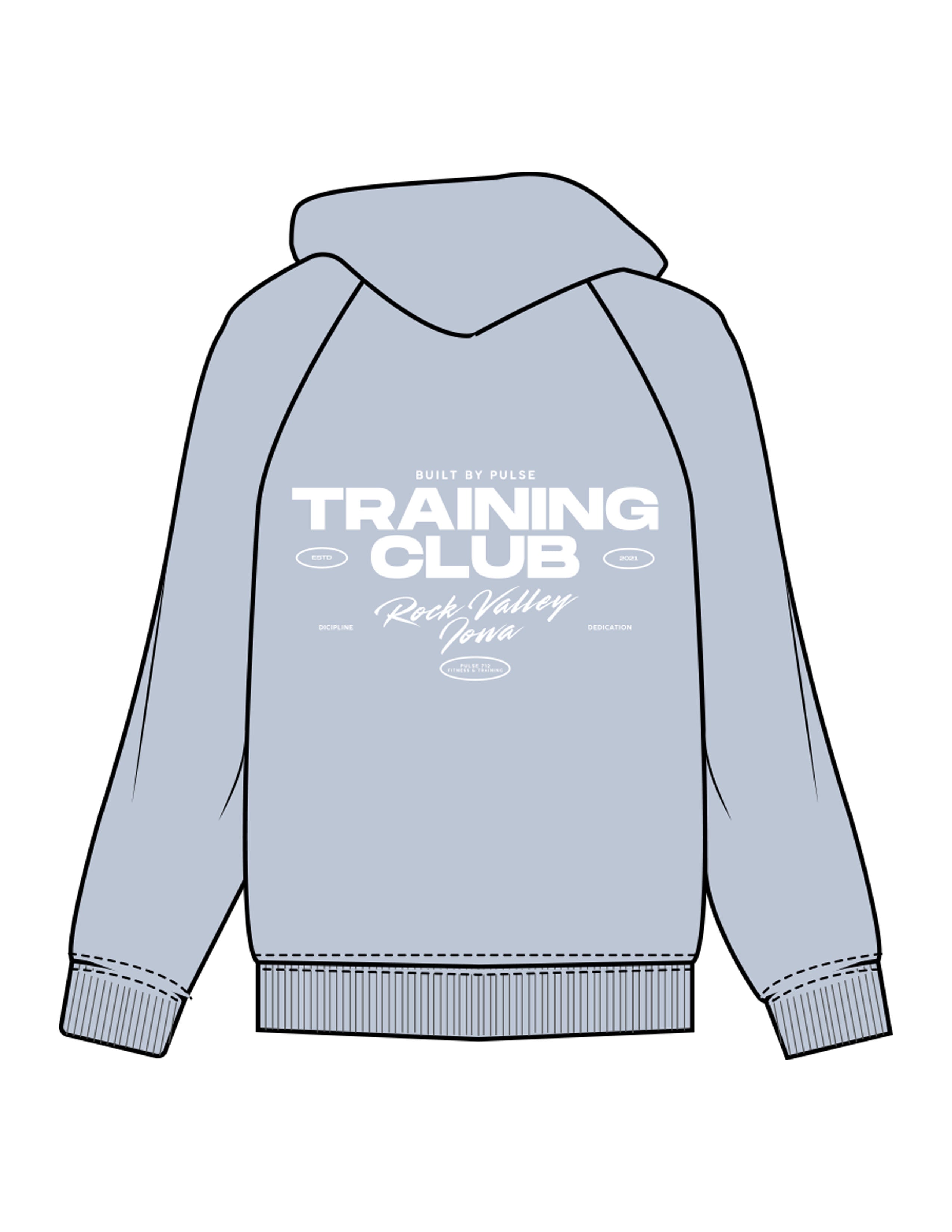 The Womens Hoodie - Powder - Pulse 712 - Center Chest & Back Stacked "ROCK VALLEY" - Printed - White