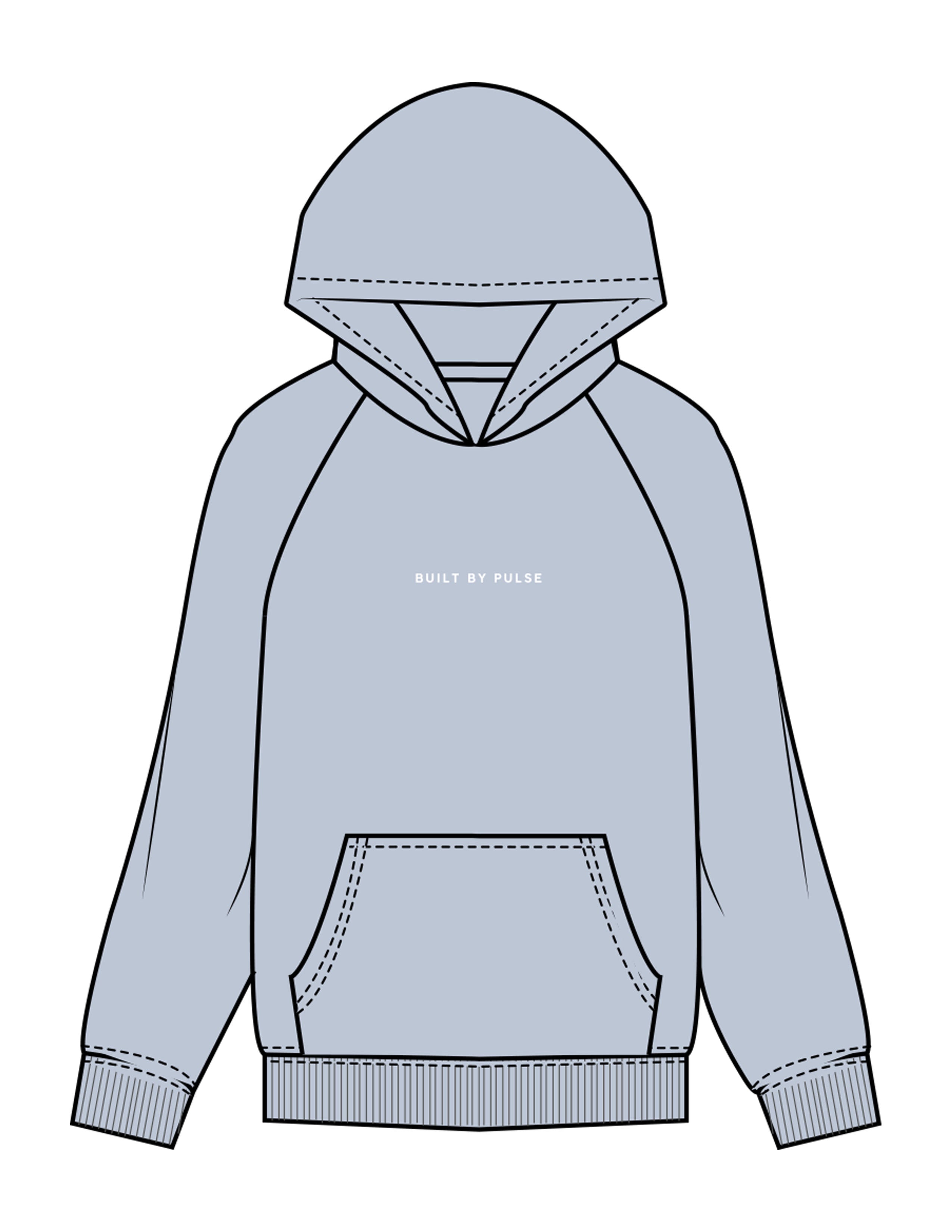 The Womens Hoodie - Powder - Pulse 712 - Center Chest & Back Stacked "ROCK VALLEY" - Printed - White