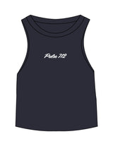 The Micro Rib Racer Crop - Navy - Pulse 712 - Center Chest - Printed - White