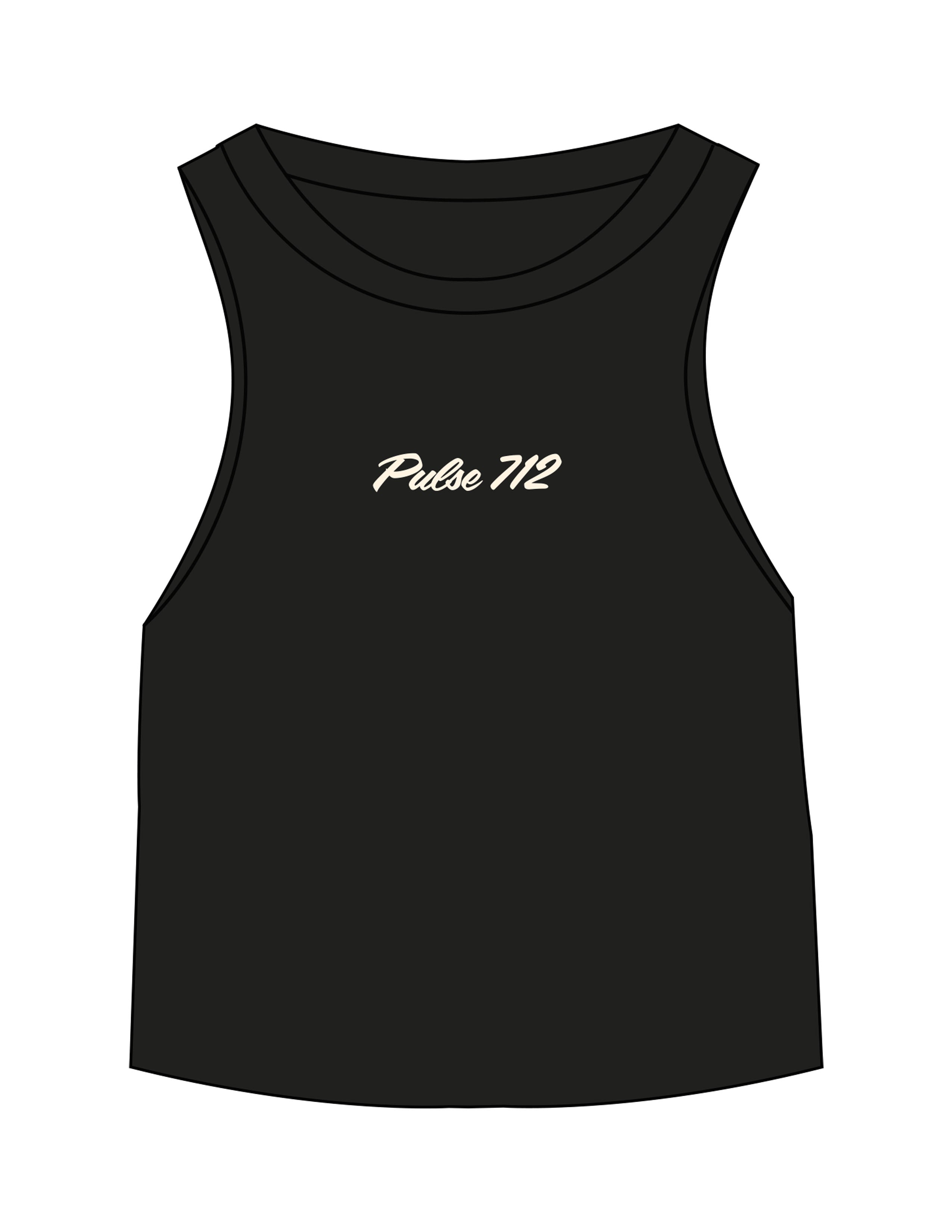 The Micro Rib Racer Crop - Black - Pulse 712 - Center Chest - Printed - Off White
