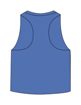 The Crop Muscle Racerback - Heather True Royal - Pulse 712 - Center Chest Stacked - Printed - White
