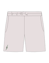 The Mens Sweat Shorts - Bone - RECHARGED PILATES - Front Left Corner - Printed - Sage