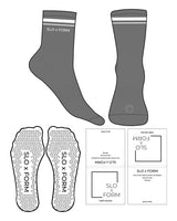 The 3/4 Crew Sock - Charcoal - Slo x Form - Front & Side with Thin Stripe - Transparent Triangle Grip - White