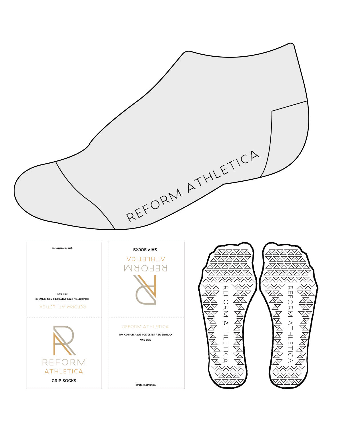 The Ankle Sock The Ankle Sock - Heater - Reform Athletica - Below Heel To Below Toe - Black - Grip - Black