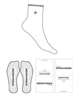 The 1/2 Crew Sock - White - Instaphysiques - Top Logo - Gray - Heart Shape Grip - Gray