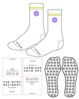 The Crew Sock - White - The Body Refinery - Top Lining "LOGO" & Bottom - Custom Grip - Full Color