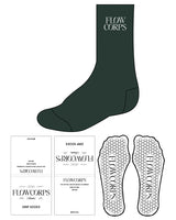 The Crew Sock - Forest - Flowcorps - Top Stacked - White Hexagon Grip - Embroidered White
