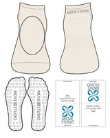 The Ballet Sock - Off White - Move Studio Pilates - Back - Transparent Circle Grip - Charcoal