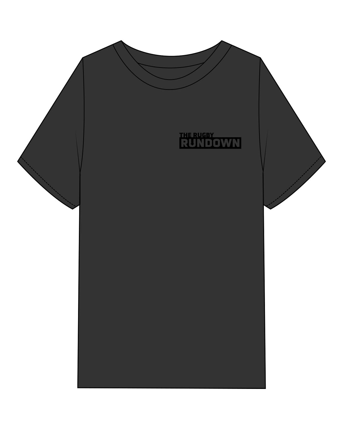 The Mens Heavyweight Tee - Black - Rugby Rundown - Left Chest - Black