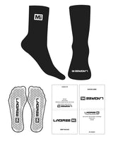 The Crew Sock - Black - Lagree Mi - Toe & Ankle "Mi" - White Hexagon Grip - White