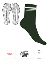 The 3/4 Crew Sock - Dark Green - LFC - 2 Strip - Top Logo - White - Hexagon Shape Grip - White