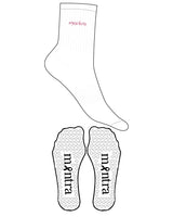 The 3/4 Crew Sock - White - Mantra - Ankle "MANTRA" - Transparent Heart Grip - L18