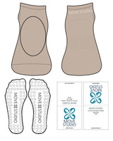 The Ballet Sock - Tan - Move Studio Pilates - Back - Transparent Circle Grip - Off White