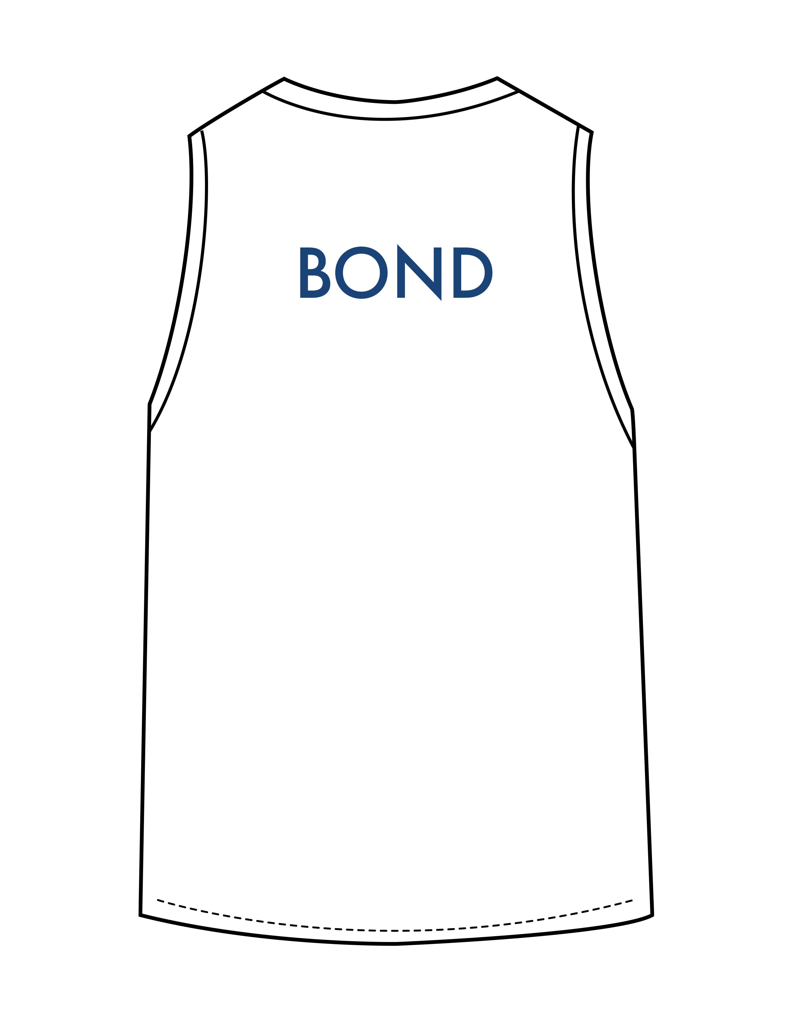 The Classic Full Length Tank - White  - Bond Fitness - Center Chest Round & Upper Back - Printed - Blue