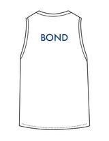 The Classic Full Length Tank - White  - Bond Fitness - Center Chest Round & Upper Back - Printed - Blue