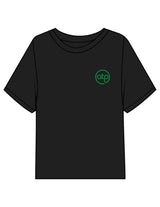 The Midweight Crop Tee - Black - ATP - Left Chest Round - Printed - Green