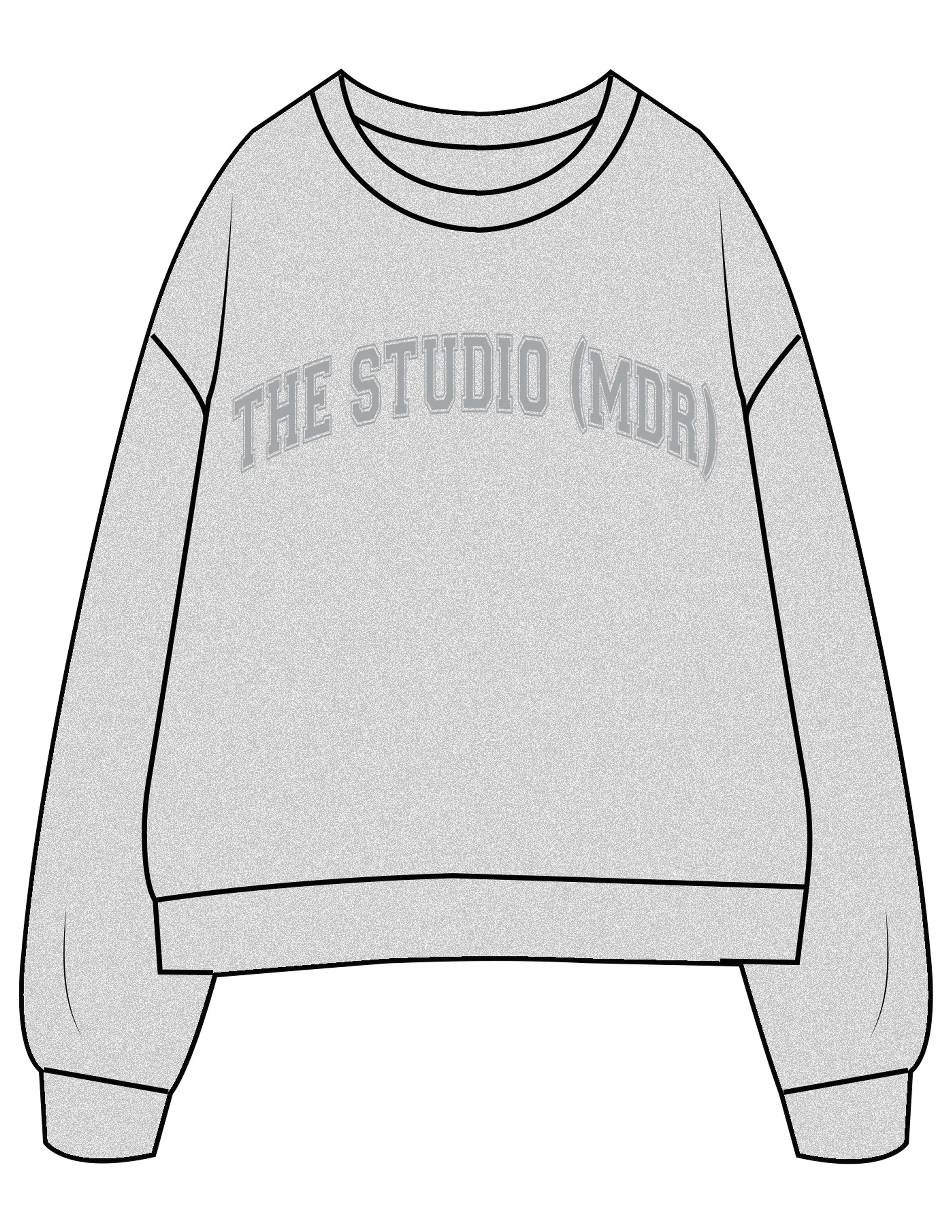 The Womens Crewneck - Heather - The Studio MDR - Center Chest Arc - Printed - Gray