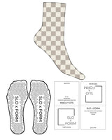 The 3/4 Crew Sock - Off White - Slo x Form - Checkered - Off White Triangle Grip - Tan