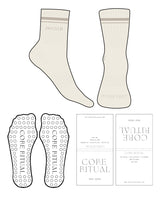 The 3/4 Crew Sock - Off White - Core Ritual - Toe & Ankle CLUB (Embroidered) - Transparent Circle Grip - Full Color