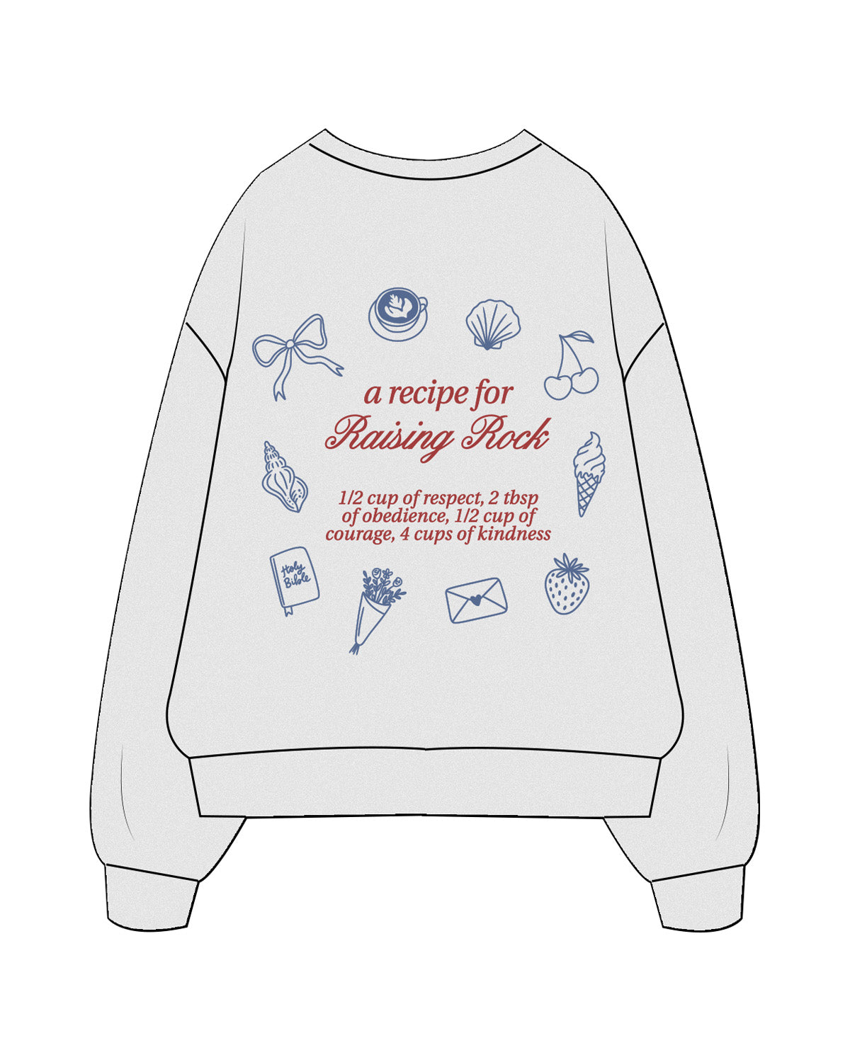 The Mens Crewneck - White Heather - Raising Rock - Left Chest & Center Back - Full Color