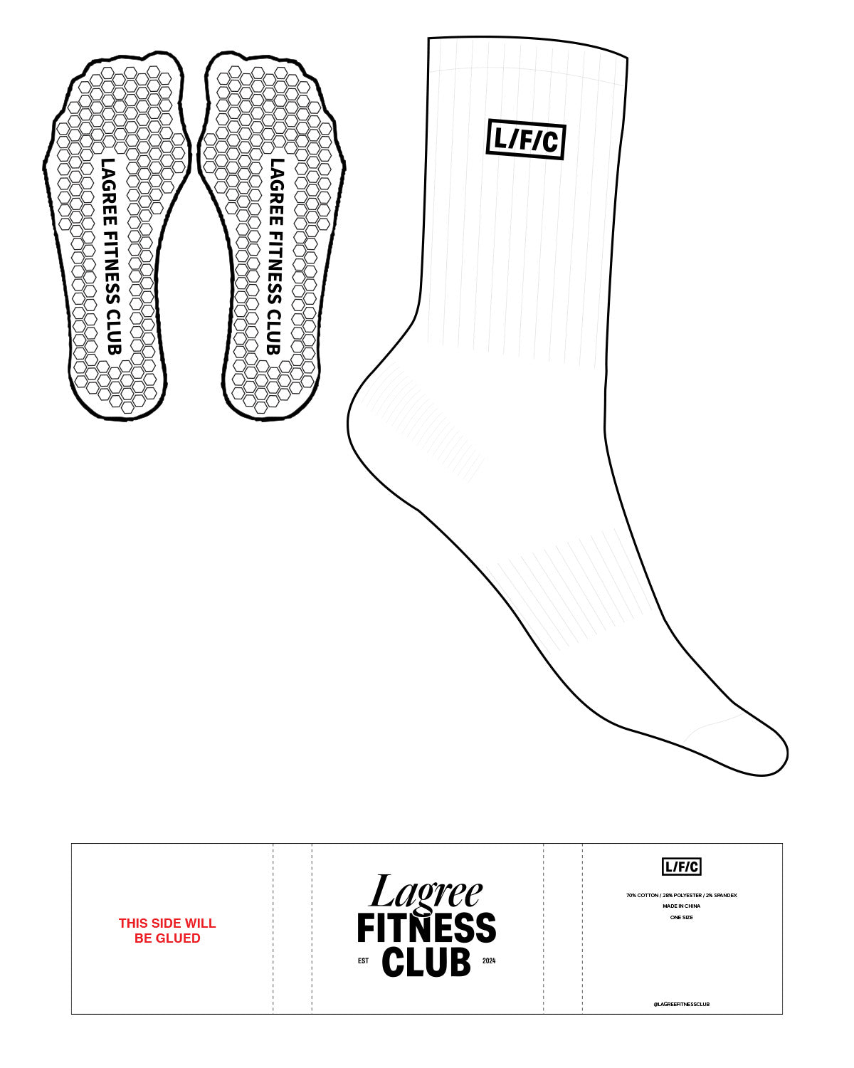 The Crew Sock - White - LFC - Top Logo Boxed - Embroidered - Black - Hexagon Shape Grip - Black