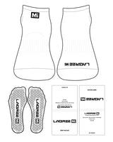 The Ankle Sock - White - Lagree Mi - Toe & Ankle " Mi " - Black Hexagon Grip - Black