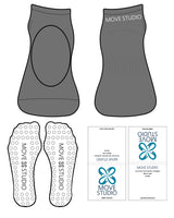 The Ballet Sock - Charcoal - Move Studio Pilates - Back - Transparent Circle Grip - White