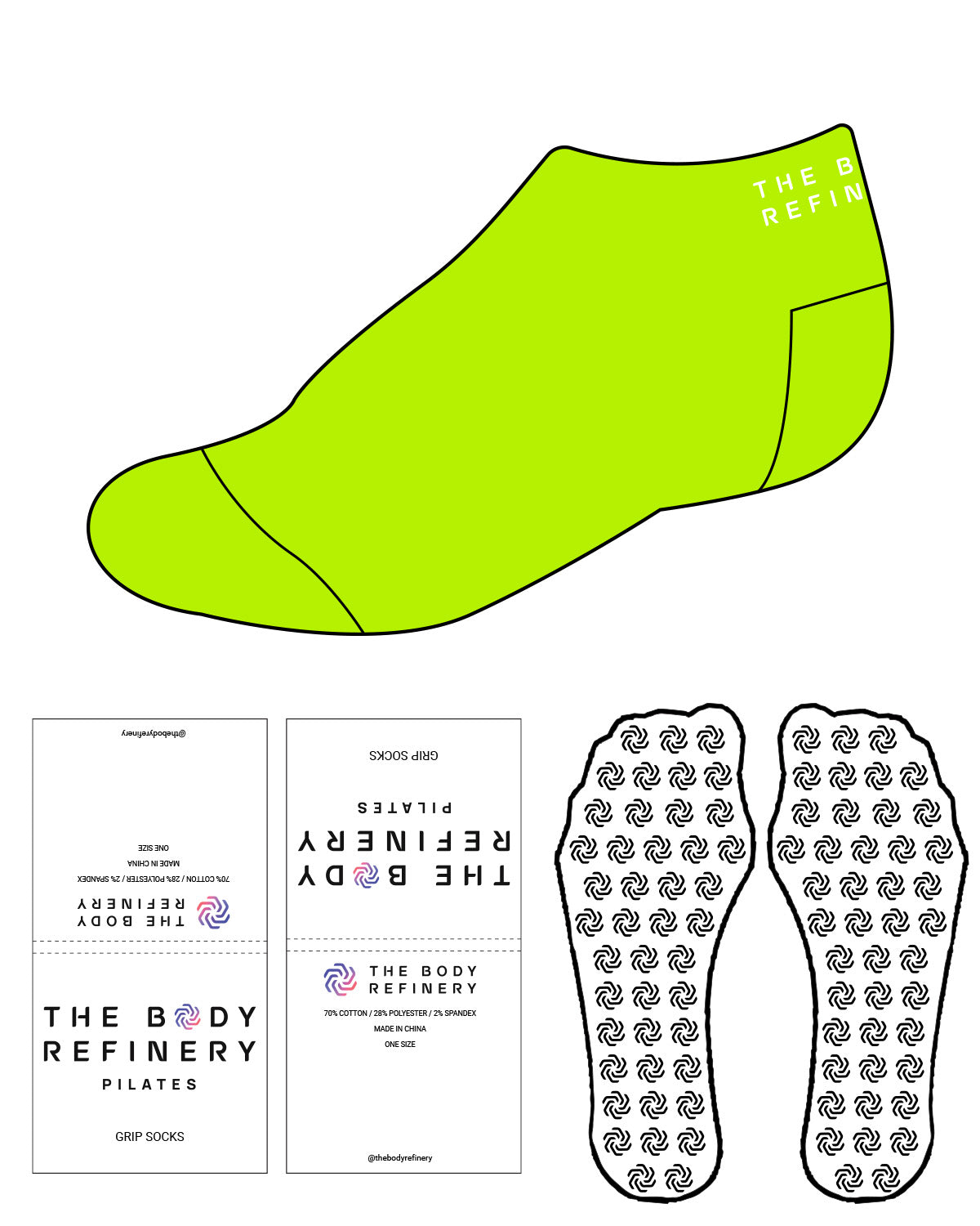 The Ankle Sock - Neon - The Body Refinery - Top & Custom Grip - White