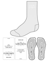 The Crew Sock - Heather - Flowcorps - Top Stacked - White Hexagon Grip - Embroidered White