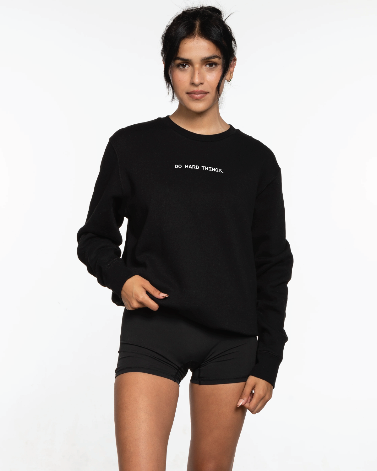 The Mens Classic Crewneck - Black - Bodyrok Employee - Center Chest Embroidered - Back Neckline Printed - White