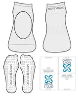 The Ballet Sock - Heather - Move Studio Pilates - Back - Transparent Circle Grip - Black