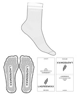 The 3/4 Crew Sock - Heather - LagreeMixx - Ankle with Border - Transparent Hexagon Grip - White