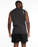 The Mens Heavyweight Tank - Washed Black - Bodyrok Employee - Left Chest & Back Vertical - Printed - White