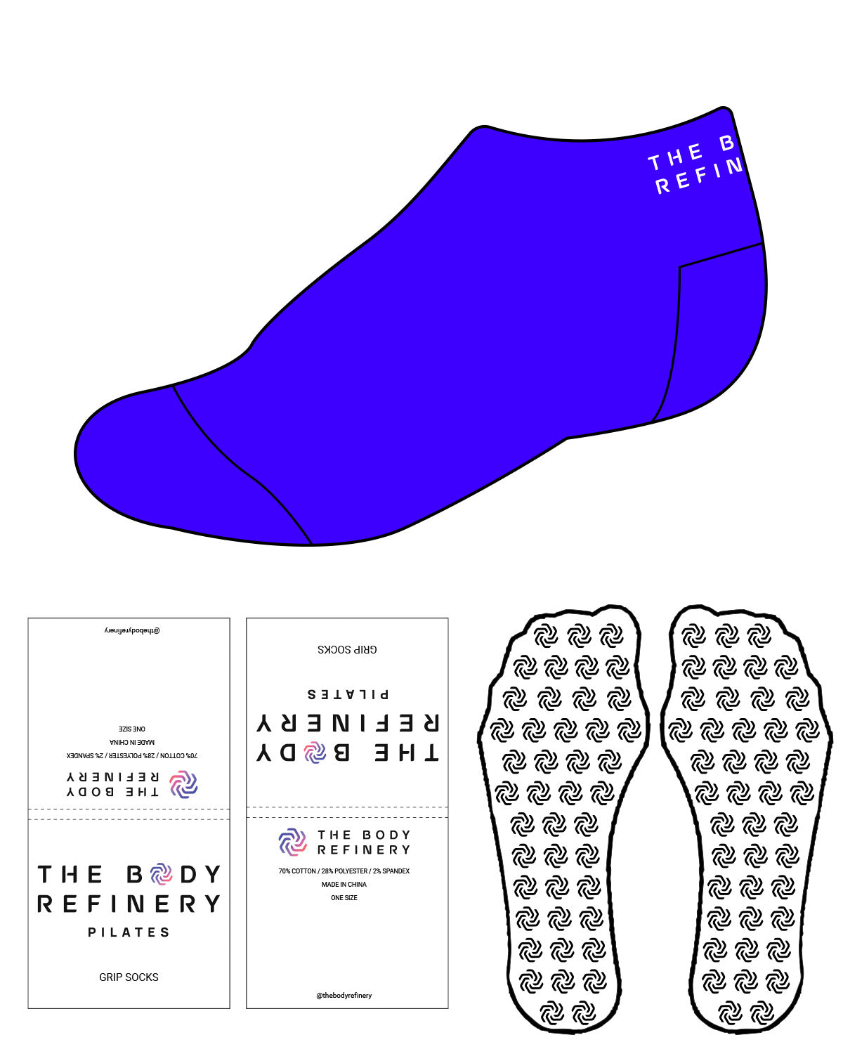 The Ankle Sock - Blue - The Body Refinery - Top & Custom Grip - White