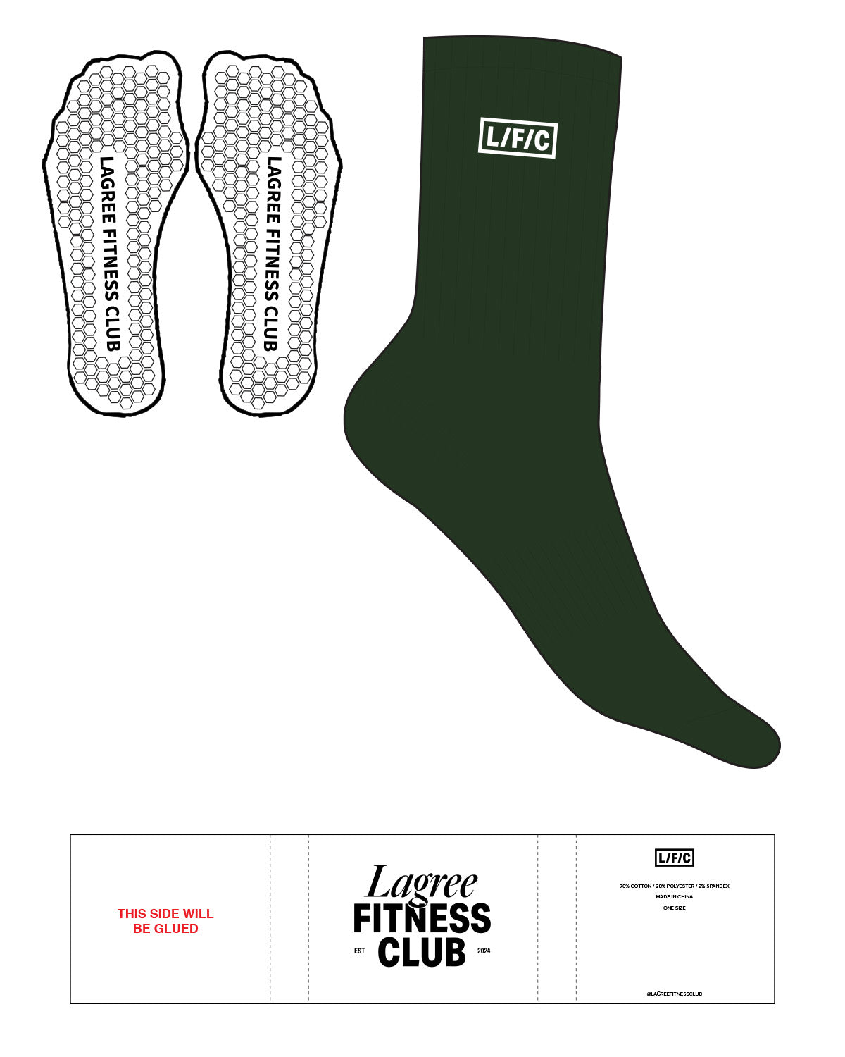 The Crew Sock - Dark Green - LFC - Top Logo Boxed - Embroidered - White - Hexagon Shape Grip - White